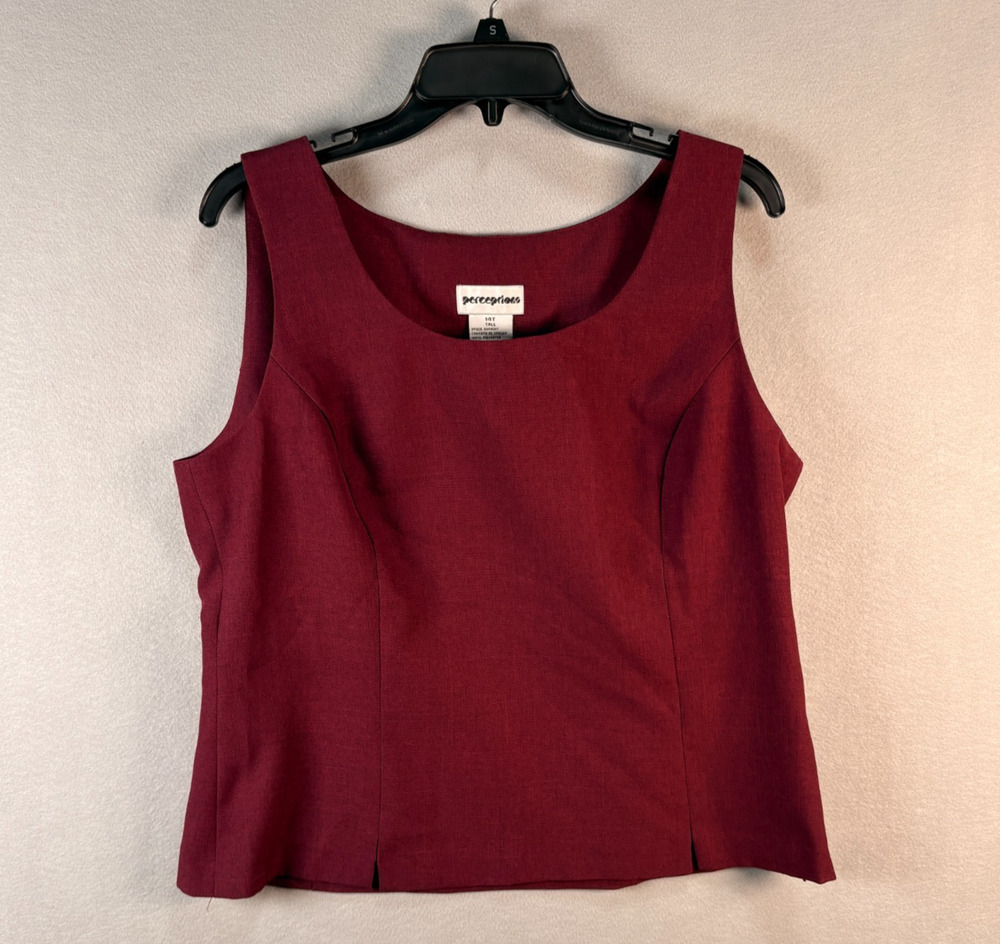 Perceptions Burgundy Structured Tank Top Tall Size 14T